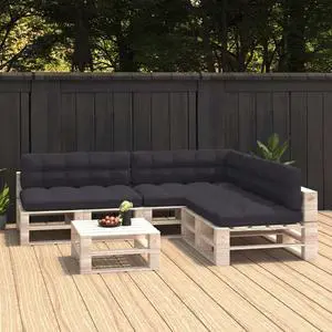vidaXL 7x Pallet Sofa Cushions Anthracite Home Chair Mat Backrest Seat Pads