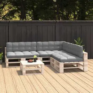 vidaXL 7x Pallet Sofa Cushions Gray Home Chair Mat Backrest Seat Pads Fabric