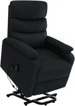 vidaXL Power Lift Recliner Electric Lift Chair for Home Theater Black Fabric