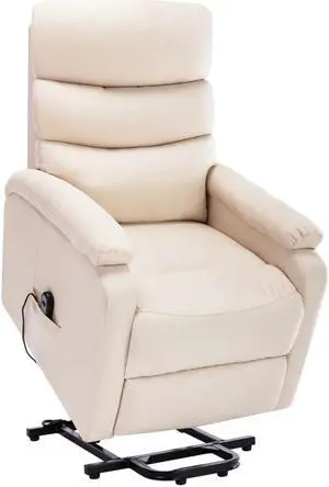 vidaXL Power Lift Recliner Electric Lift Chair for Home Theater Cream Fabric