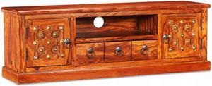 vidaXL TV Stand Natural Acacia Solid Acacia wood, Copper