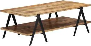 vidaXL Coffee Table End Table Sofa Table with Storage Shelf Solid Wood Mango
