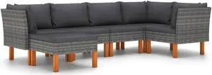 vidaXL Patio Lounge Set 6 Piece Sectional Sofa Couch Footrest with Cushions