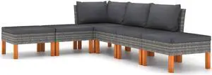 vidaXL Patio Lounge Set 6 Piece Sectional Sofa Couch Footrest with Cushions