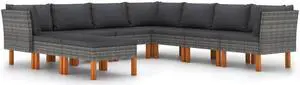 vidaXL Patio Lounge Set 9 Piece Sectional Sofa Couch Footrest with Cushions