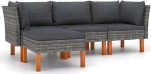 vidaXL Patio Lounge Set 4 Piece Sectional Sofa Couch Footrest with Cushions