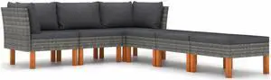 vidaXL Patio Lounge Set 6 Piece Sectional Sofa Couch Footrest with Cushions