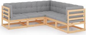 vidaXL Patio Furniture Set 5 Piece Sofa Set with Cushions Solid Wood Pine