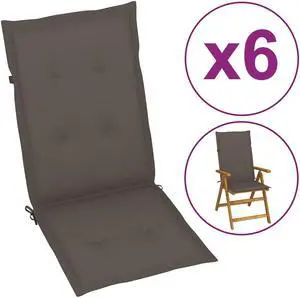 vidaXL Chair Cushion 6 Pcs Outdoor Garden High Back Chair Cushion Taupe Fabric