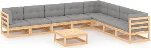 vidaXL Patio Furniture Set 4 Piece Outdoor Sofa with Cushions Solid Wood Pine