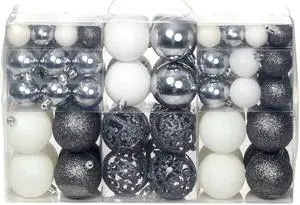 vidaXL Christmas Ball Ornament for Christmas Tree Xmas Ball 100 Piece White/Gray