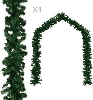vidaXL Christmas Garland Holiday Artificial Christmas Garland 4 Pcs Green PVC