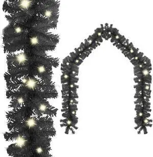 vidaXL Christmas Garland Decoration Artificial Garland with LED Lights Black vidaXL Christmas Garland Decoration Artificial Garland with LED Lights Black