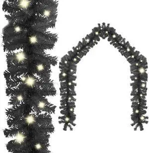vidaXL Christmas Garland Decoration Artificial Garland with LED Lights Black