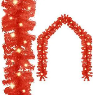 vidaXL Christmas Garland Decoration Artificial Garland with LED Lights Red