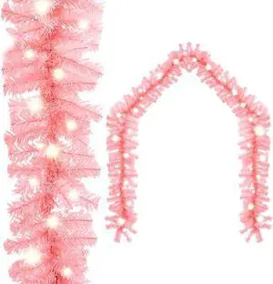 vidaXL Christmas Garland Decoration Artificial Garland with LED Lights Pink