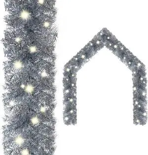 vidaXL Christmas Garland Decoration Artificial Garland with LED Lights Silver