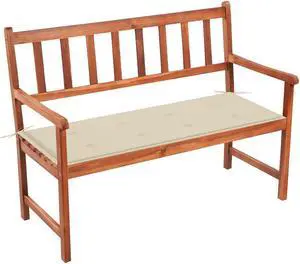 vidaXL Outdoor Patio Bench Wooden Garden Bench with Cushion Solid Wood Acacia