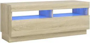 vidaXL TV Cabinet with LED Lights Sonoma Oak 39.4"x13.8"x15.7" vidaXL TV Cabinet with LED Lights Sonoma Oak 39.4"x13.8"x15.7"