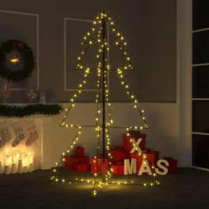 vidaXL Christmas Cone Tree Artificial Xmas Tree with LEDs Christmas Lighting