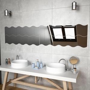 vidaXL Wall Mirror Wall Bathroom Mirror for Hallway 4 Pcs Glass Wave Design