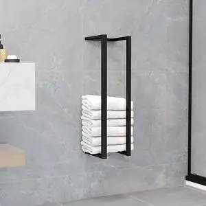 vidaXL Towel Rack Black Iron Home Hotel Corner Bathroom Storage Rack Furniture vidaXL Towel Rack Black Iron Home Hotel Corner Bathroom Storage Rack Furniture