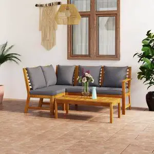 vidaXL Patio Lounge Set Outdoor Sectional Sofa Set 4 Piece Solid Wood Acacia