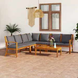 vidaXL Patio Lounge Set Outdoor Sectional Sofa Set 6 Piece Solid Wood Acacia