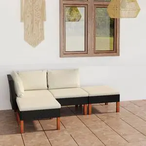 vidaXL Patio Lounge Set 4 Piece Sectional Sofa Couch Footrest with Cushions