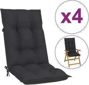 vidaXL Chair Cushion 4 Pcs Garden High Back Chair Cushion Anthracite Fabric