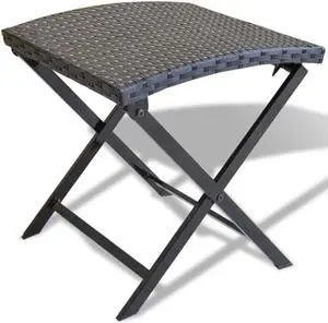 vidaXL Stool Black Poly Rattan Foldable Outdoor Garden Patio Counter Chair