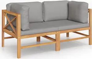vidaXL Patio Loveseat Outdoor Patio 2 Seater Sofa with Dark Gray Cushions