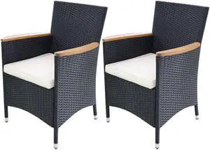 vidaXL Patio Chair 4 Pcs Patio Seat Outdoor Chair for Deck Black PVC Rattan