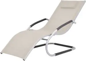 vidaXL Patio Lounge Chair Sunlounger with Pillow Aluminum and Textilene Cream