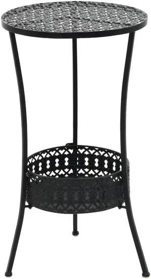 vidaXL Bistro Table Patio Table with Storage Garden Outdoor Side Table Metal