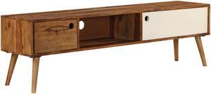 vidaXL TV Cabinet Brown and White Solid Acacia Wood Medium TV Cabinet