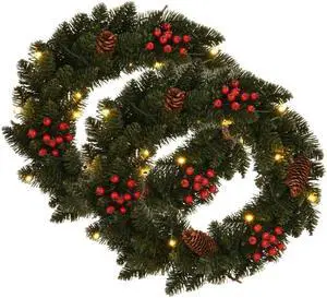 vidaXL Christmas Wreaths Artificial Xmas Wreath with Decoration 2 Pcs Green