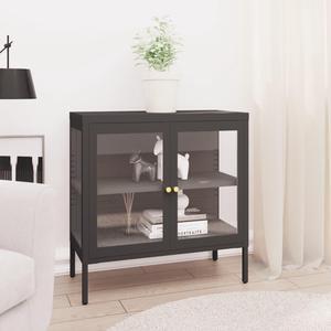 vidaXL Sideboard Anthracite 27.6" Steel and Glass Storage Cabinet Furniture