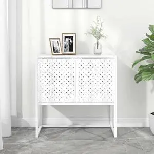 vidaXL Sideboard White 29.5" Steel Home Storage Cabinet Side Table Furniture vidaXL Sideboard White 29.5" Steel Home Storage Cabinet Side Table Furniture
