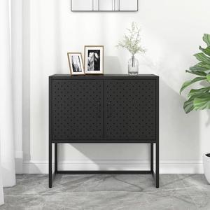 vidaXL Sideboard Black 41.3" Steel Home Storage Cabinet Side Table Furniture