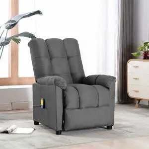 vidaXL Massage Chair Massaging Recliner Chair for Elderly Light Gray Fabric