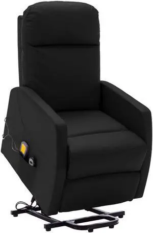 vidaXL Power Lift Massage Recliner Push Chair for Elderly Black Faux Leather