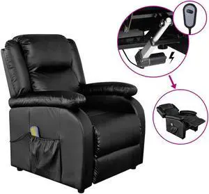 vidaXL Massage Recliner Chair Electric Reclining Chair Black Faux Leather