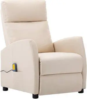 vidaXL Recliner Swiveling Massage Recliner Chair Gray Faux Leather and Bentwood