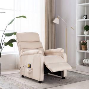 vidaXL Massage Chair Electric Massaging Recliner Chair for Elderly Cream Fabric
