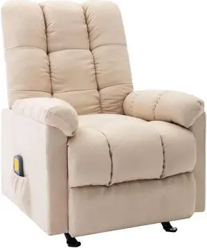 vidaXL Massage Recliner Electric Massaging Recliner for Elderly Cream Fabric
