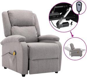 vidaXL Massage Recliner Chair Reclining Chair for Elderly Light Gray Fabric