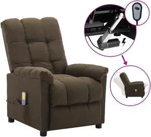 vidaXL Massage Recliner Chair Electric Reclining Chair for Elderly Brown Fabric