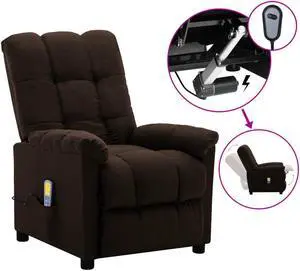 vidaXL Massage Recliner Chair Reclining Chair for Elderly Dark Brown Fabric