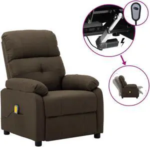 vidaXL Massage Recliner Chair Electric Reclining Chair for Elderly Brown Fabric